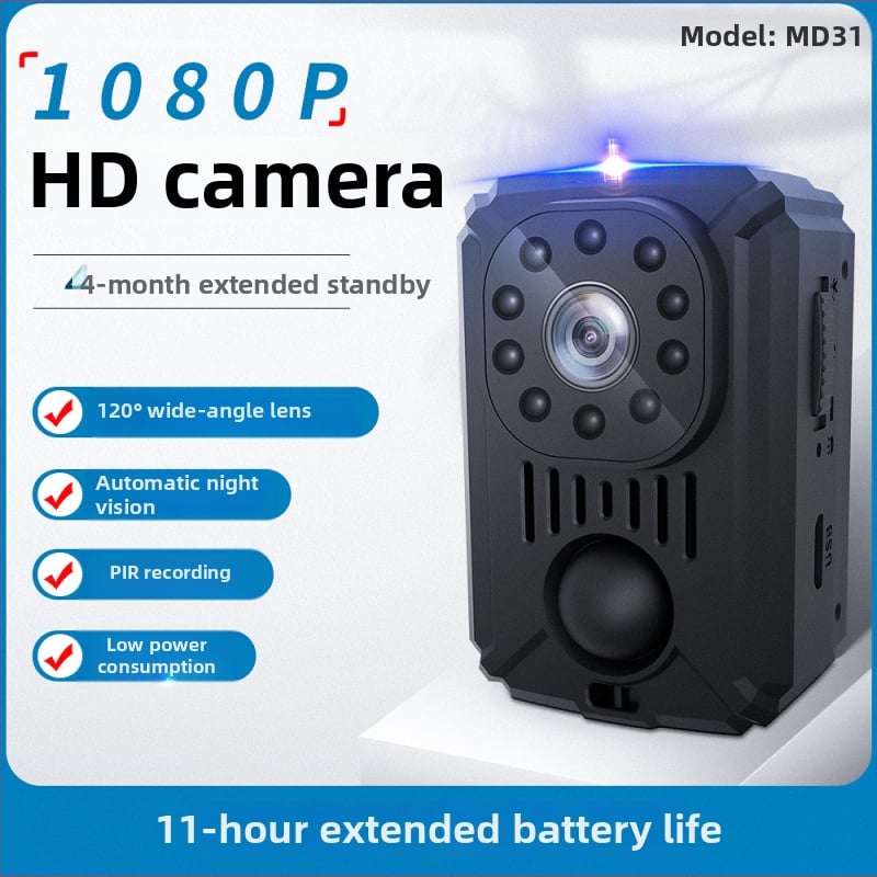 MD31 infrarav kamera na dohľad s PIR senzorom, HD nočné videnie, 5V napájanie, teplotný rozsah 0–40°C, IR dosah 3–5 m