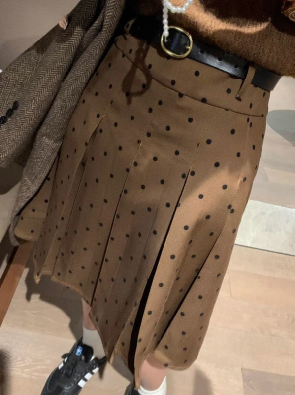 Ženska midi suknja A-linije – apstraktni uzorak, pamuk-poliester smjesa, srednja duljina, jesen 2025