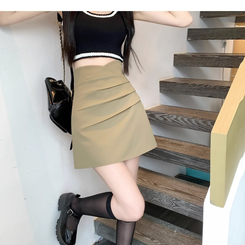 Ženska A-linija hip suknja, 80–90% poliester, mikroelastična, bez glačanja, ljeto 2025