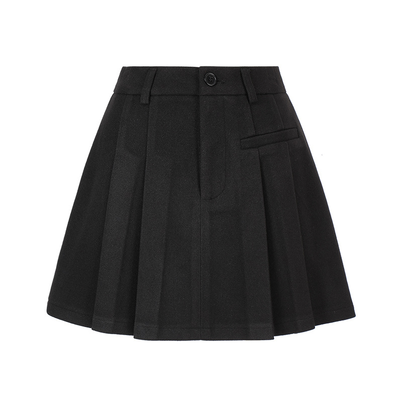 Plisirana suknja s visokim strukom, A-linija; jednofarbna; bez glačanja; materijal: poliester ≥95%