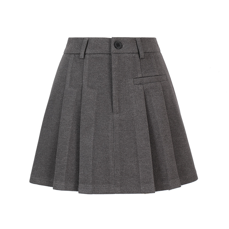 Plisirana suknja s visokim strukom, A-linija; jednofarbna; bez glačanja; materijal: poliester ≥95%