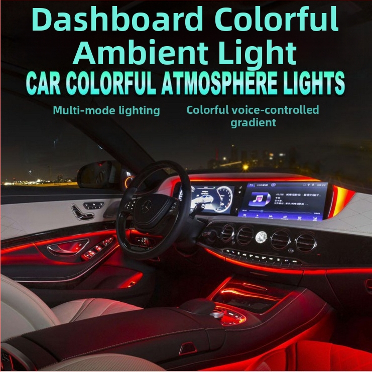 LED svetlo pre prístrojovú dosku vozidla so svetelným vodičom atmosféry, ovládanie cez aplikáciu, 12V, 5W, IP43, 2000 lm