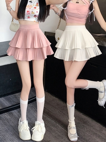 Plisirana suknja visokog pojasa od poliestera, kratka culotte silueta, ljeto 2025