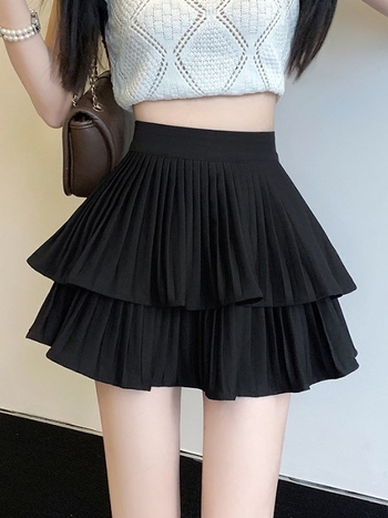 Plisirana suknja visokog pojasa od poliestera, kratka culotte silueta, ljeto 2025