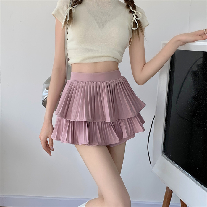 Plisirana suknja visokog pojasa od poliestera, kratka culotte silueta, ljeto 2025