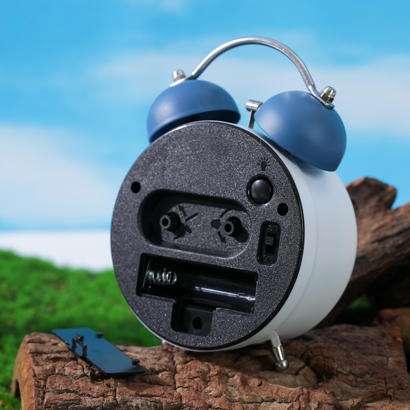 Ρολόι αφύπνισης για παιδιά και φοιτητές, αναλογικό με αριθμούς, λειτουργεί με μπαταρία, μεταλλικό περίβλημα, ομαλή κίνηση δευτερολέπτου