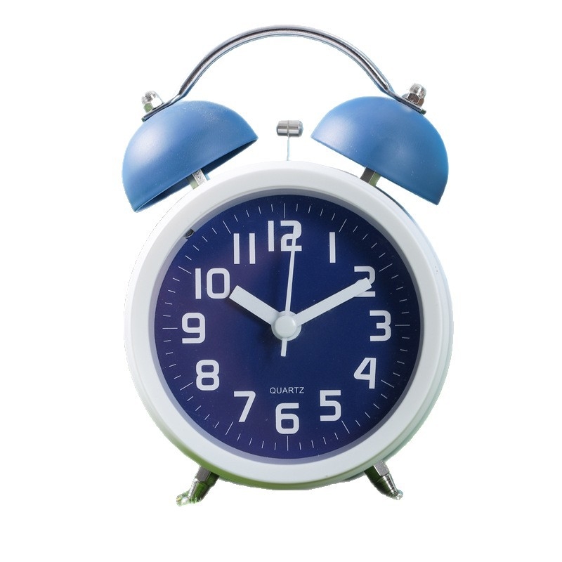 Ρολόι αφύπνισης για παιδιά και φοιτητές, αναλογικό με αριθμούς, λειτουργεί με μπαταρία, μεταλλικό περίβλημα, ομαλή κίνηση δευτερολέπτου