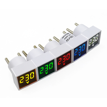 Feszültségmérő európai csatlakozóval, aljzattípus, LED jelzőfény, digitális kijelző, AC 220V