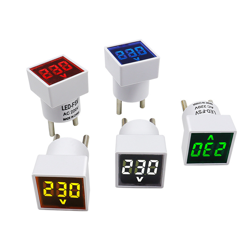 Feszültségmérő európai csatlakozóval, aljzattípus, LED jelzőfény, digitális kijelző, AC 220V