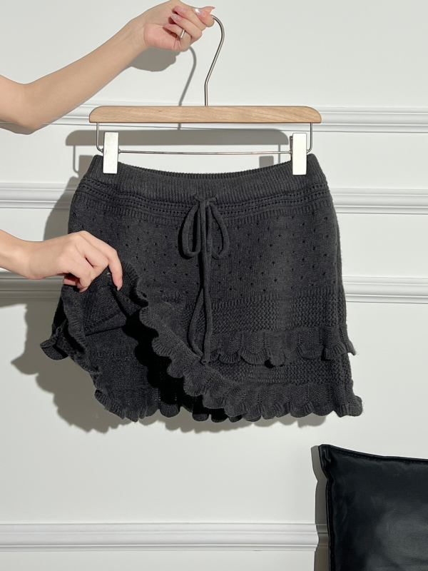 Pletena cake suknja, viskoza vlakna, mikroelastičnost, jednobojni uzorak, japansko-korejski casual stil