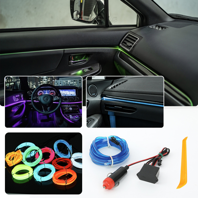 Winhoi bandă EL pentru ambient auto – LED interior, linie luminoasă cu margine, 3W, 3–12V, 0.5A, procesare personalizabilă, compatibilitate generală