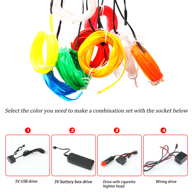 Winhoi bandă EL pentru ambient auto – LED interior, linie luminoasă cu margine, 3W, 3–12V, 0.5A, procesare personalizabilă, compatibilitate generală