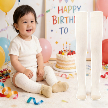 Șosete bebeluși din bumbac, peste genunchi, model Cartoon, respirante și absorbante transpirația, pentru nou-născuți 0–1 ani, utilizare în interior