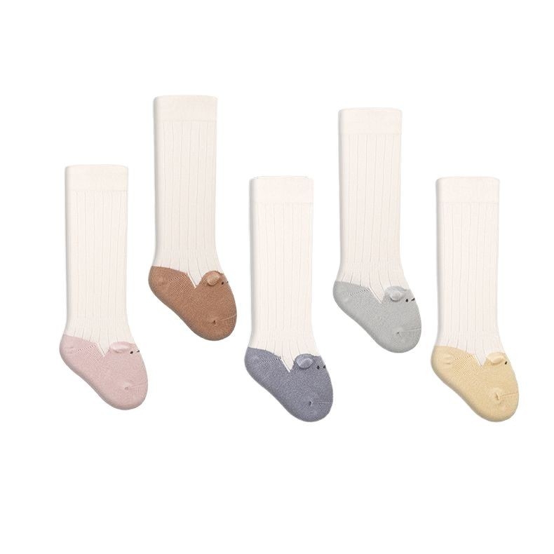 Șosete bebeluși din bumbac, peste genunchi, model Cartoon, respirante și absorbante transpirația, pentru nou-născuți 0–1 ani, utilizare în interior