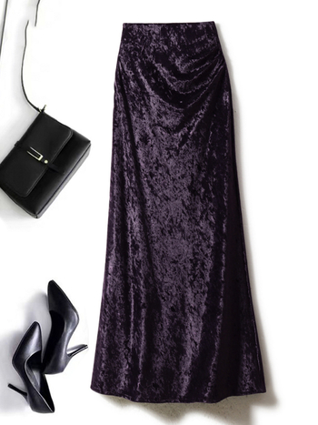 Suknja tipa A, poluduga baršunasta suknja, 95% poliester, mikroelastična, elegantan gradski stil