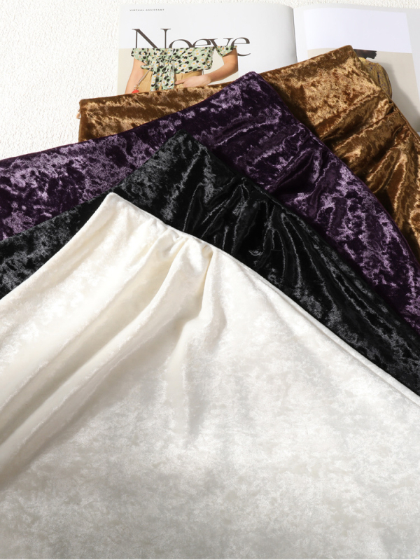 Suknja tipa A, poluduga baršunasta suknja, 95% poliester, mikroelastična, elegantan gradski stil