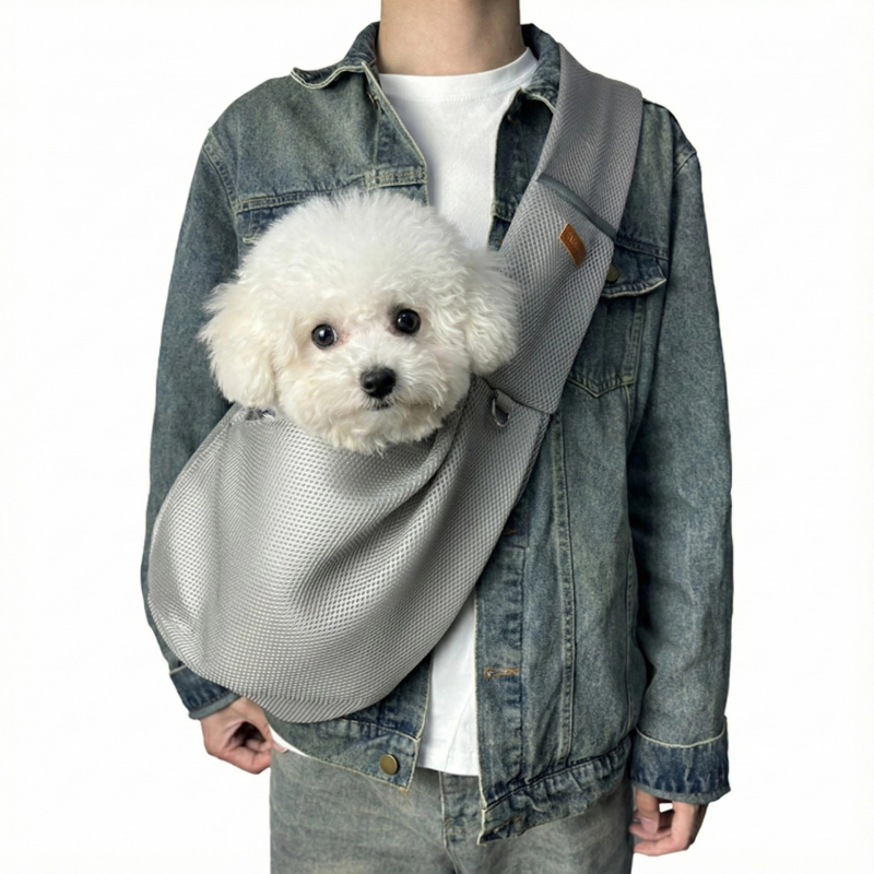 Чанта за домашни любимци с презрамка за външно ползване, дишаща мрежеста тъкан, за котки и кучета, капацитет 2,5–6 кг, код на продукта 2410#