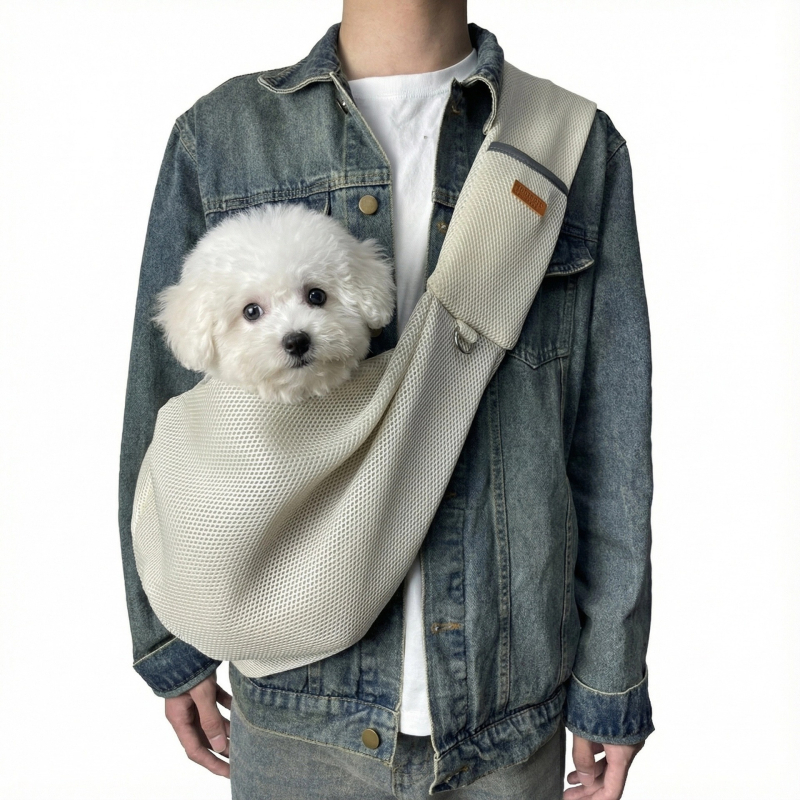 Чанта за домашни любимци с презрамка за външно ползване, дишаща мрежеста тъкан, за котки и кучета, капацитет 2,5–6 кг, код на продукта 2410#