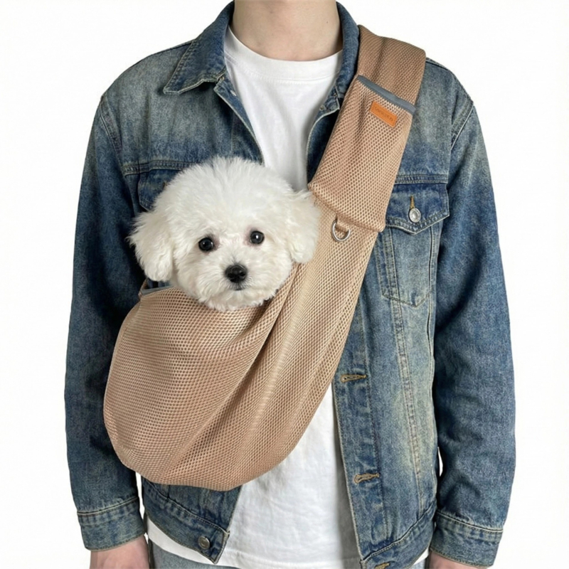 Чанта за домашни любимци с презрамка за външно ползване, дишаща мрежеста тъкан, за котки и кучета, капацитет 2,5–6 кг, код на продукта 2410#