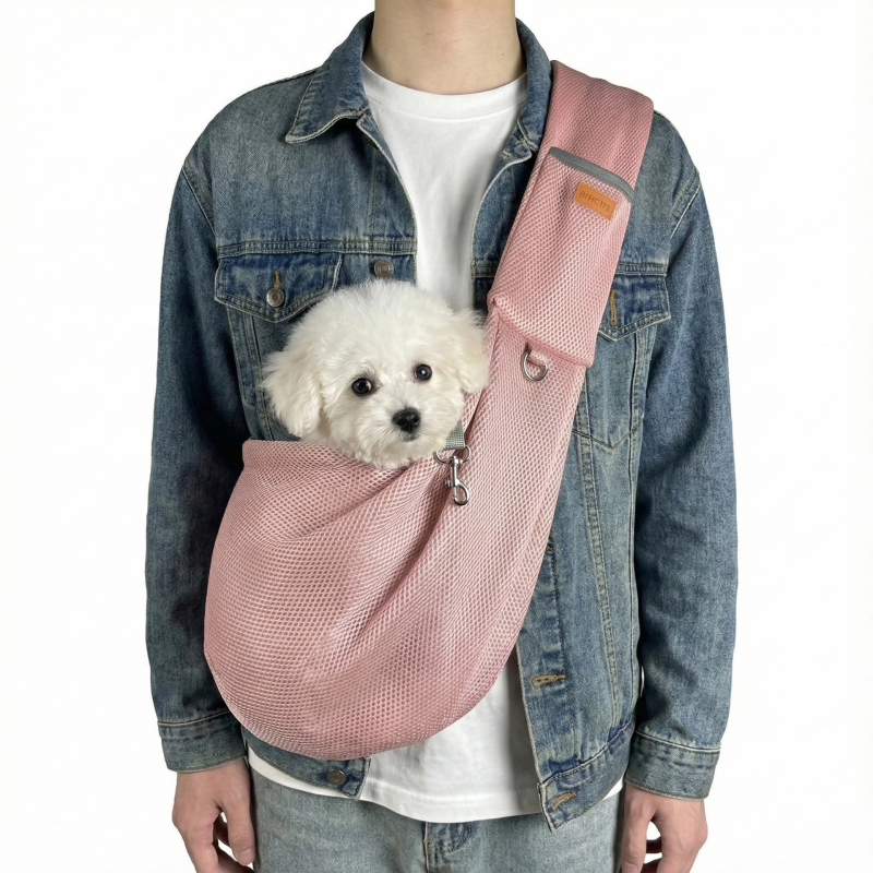 Чанта за домашни любимци с презрамка за външно ползване, дишаща мрежеста тъкан, за котки и кучета, капацитет 2,5–6 кг, код на продукта 2410#