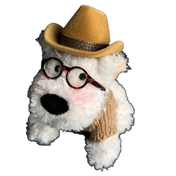 Kuni Уест Хайленд териер плюшена кукла, кучешка плюшена играчка с пълнеж PP памук и кадифена тъкан, висулка за чанта, за възраст 14+