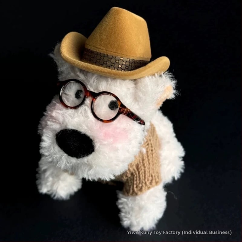 Kuni Уест Хайленд териер плюшена кукла, кучешка плюшена играчка с пълнеж PP памук и кадифена тъкан, висулка за чанта, за възраст 14+