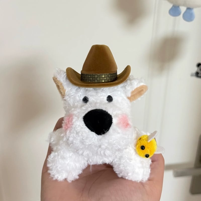 Kuni Уест Хайленд териер плюшена кукла, кучешка плюшена играчка с пълнеж PP памук и кадифена тъкан, висулка за чанта, за възраст 14+