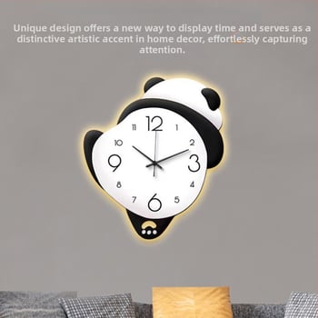 Panda cartoon ρολόι τοίχου - Λειτουργεί με μπαταρίες, μονόπλευρο καντράν, Υλικό καντράν: πυκνή πλάκα + ακρυλικό, Διαθέσιμη εκτύπωση λογότυπου
