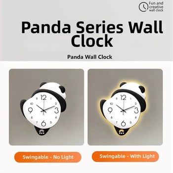 Panda cartoon ρολόι τοίχου - Λειτουργεί με μπαταρίες, μονόπλευρο καντράν, Υλικό καντράν: πυκνή πλάκα + ακρυλικό, Διαθέσιμη εκτύπωση λογότυπου