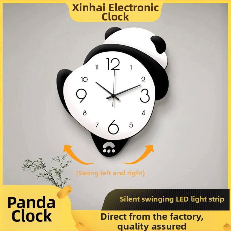 Panda cartoon ρολόι τοίχου - Λειτουργεί με μπαταρίες, μονόπλευρο καντράν, Υλικό καντράν: πυκνή πλάκα + ακρυλικό, Διαθέσιμη εκτύπωση λογότυπου