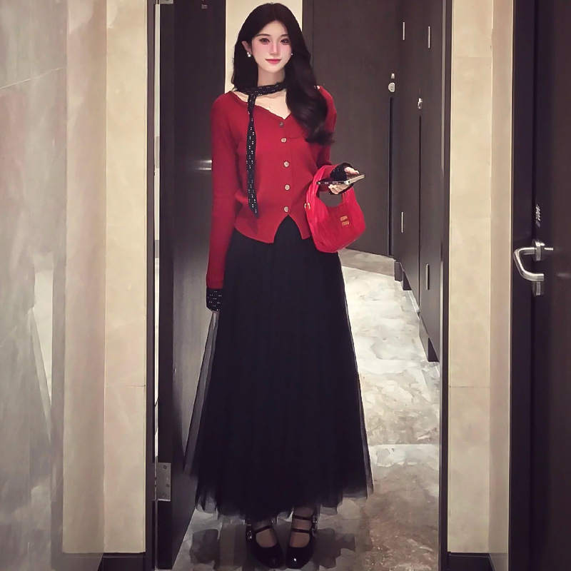 Duga puffasta suknja s 3D uzorkom, Spandex tkanina, bez glačanja, jesen 2025