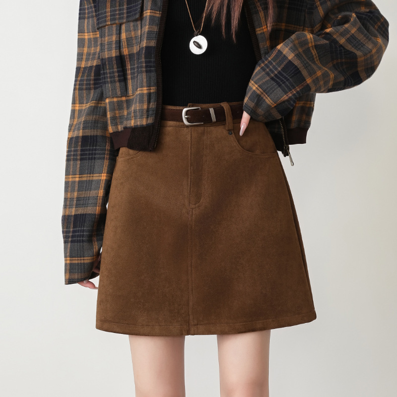 Ženska retro A-linijska suknja, 95% poliester + spandeks, mikroelastična, bez peglanja, jesen 2025