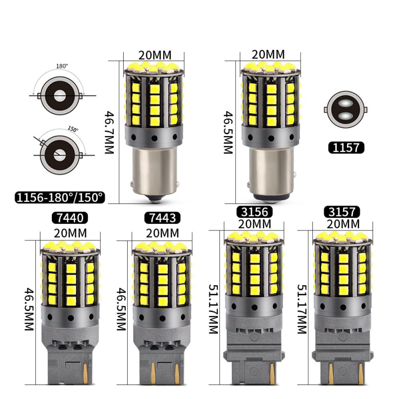LED svjetlo za kočnice automobila, s 3030 LED-ima, 20-22W, 12-24V, kompatibilno s 1156/1157/7443/7440/3157/3156, 2000 lm