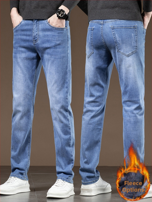 Muške pamucne traperice ravnog kroja, srednja visina struka, zatvarač, mikroelastičnost