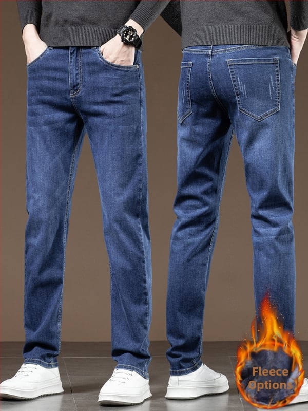 Muške pamucne traperice ravnog kroja, srednja visina struka, zatvarač, mikroelastičnost