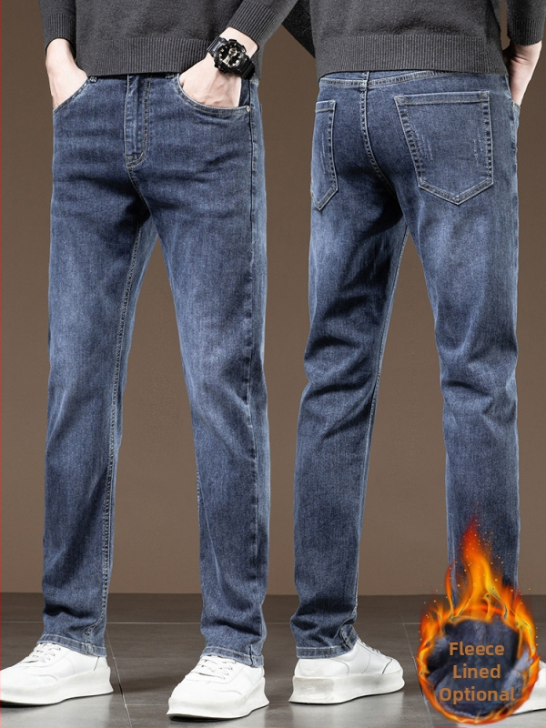 Muške pamucne traperice ravnog kroja, srednja visina struka, zatvarač, mikroelastičnost