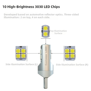 LED vnútorná čítacia lampa do auta, model T10-10W-3030, 3W, 10-28V, 400 lm, 6000-6500K