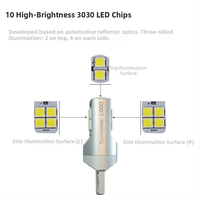 LED vnútorná čítacia lampa do auta, model T10-10W-3030, 3W, 10-28V, 400 lm, 6000-6500K