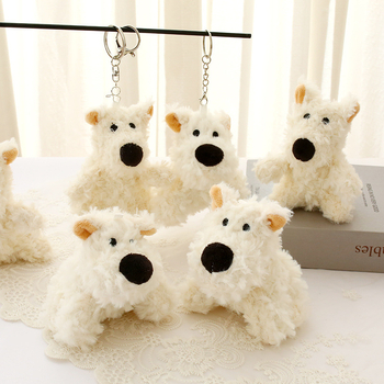 Плюшено кученце-кукла с висулка за раница и ключодържател, къс плюш, пълнеж от PP памук