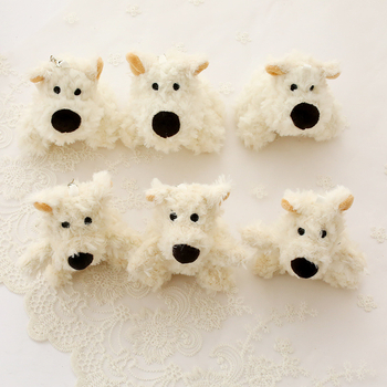 Плюшено кученце-кукла с висулка за раница и ключодържател, къс плюш, пълнеж от PP памук