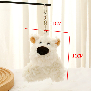 Плюшено кученце-кукла с висулка за раница и ключодържател, къс плюш, пълнеж от PP памук