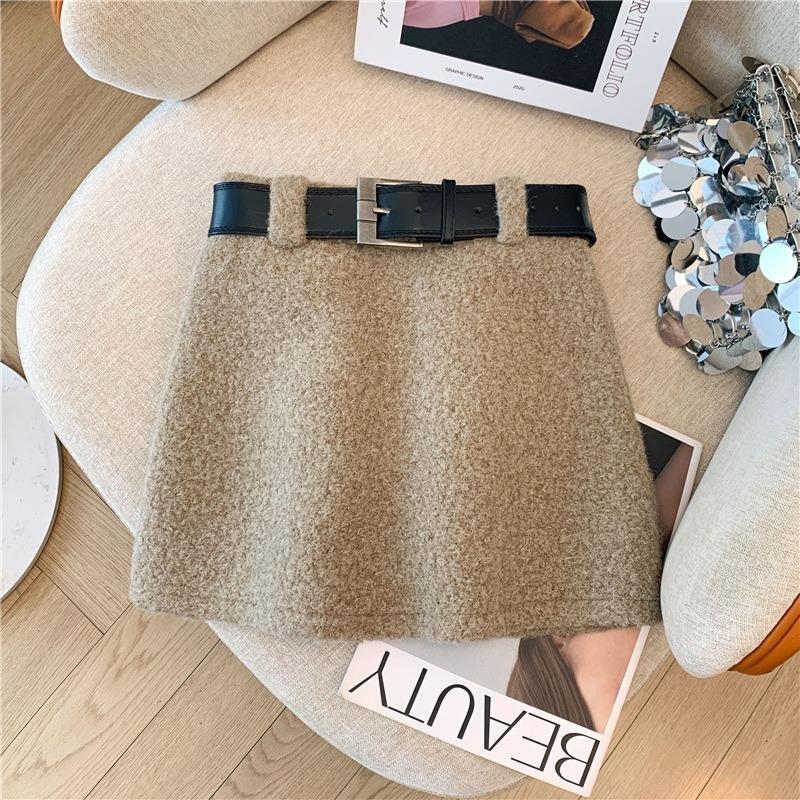 Ženska A-linijska suknja, mikroelastični poliester, bez glačanja, japansko-korejski ležerni stil, jesen 2025