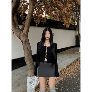 Suknja A-linije, visoki pojas, jesen 2025, korejsko-japanski ležerni stil, mješavina poliestera i viskoze