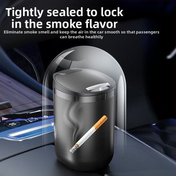 Τασάκι αυτοκινήτου μοντέλο T03 με καπάκι που ανοίγει με ένα πάτημα, φωτιζόμενο, αντιδιαρροικό, κατάλληλο για αυτοκίνητο, σπίτι ή γραφείο