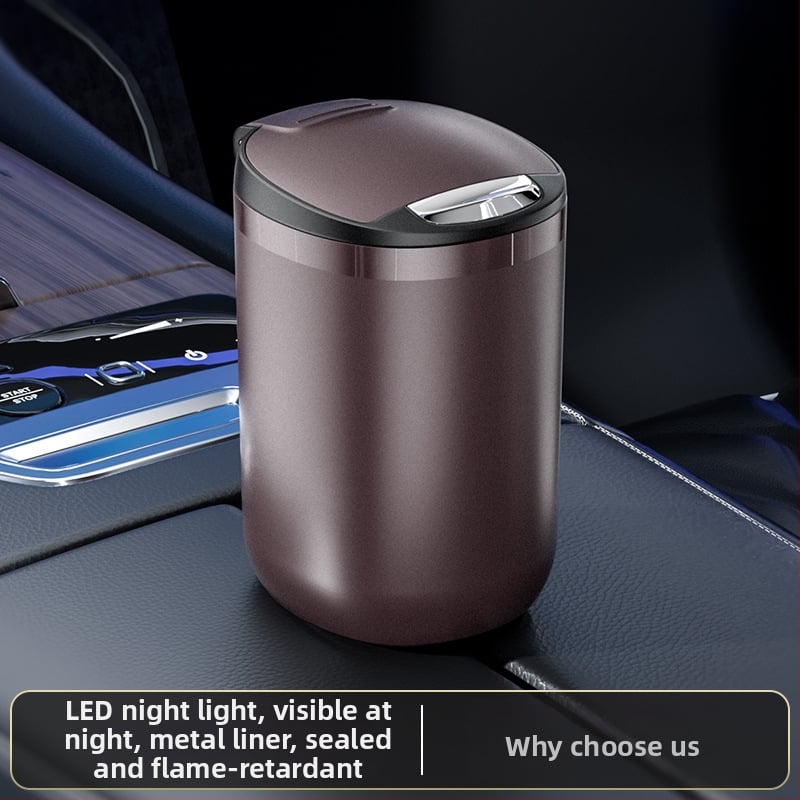 Τασάκι αυτοκινήτου μοντέλο T03 με καπάκι που ανοίγει με ένα πάτημα, φωτιζόμενο, αντιδιαρροικό, κατάλληλο για αυτοκίνητο, σπίτι ή γραφείο