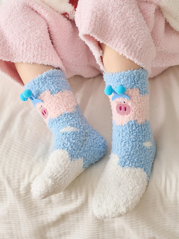 Dječje zimske čarape od koralnog flisa, tople za bebe, unisex, unutarnje podne čarape, bez pete, Kategorija A