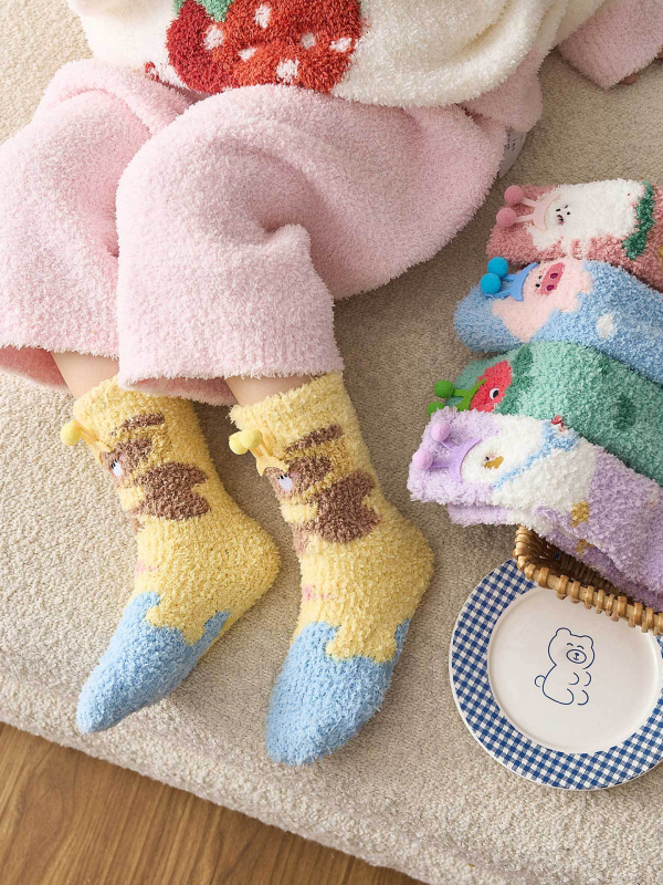 Dječje zimske čarape od koralnog flisa, tople za bebe, unisex, unutarnje podne čarape, bez pete, Kategorija A