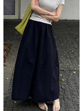 Suknja A-stila, midi duljine, elastičan pojas, pamukova smjesa tkanine, dizajn kolaž