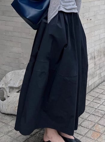 Suknja A-stila, midi duljine, elastičan pojas, pamukova smjesa tkanine, dizajn kolaž