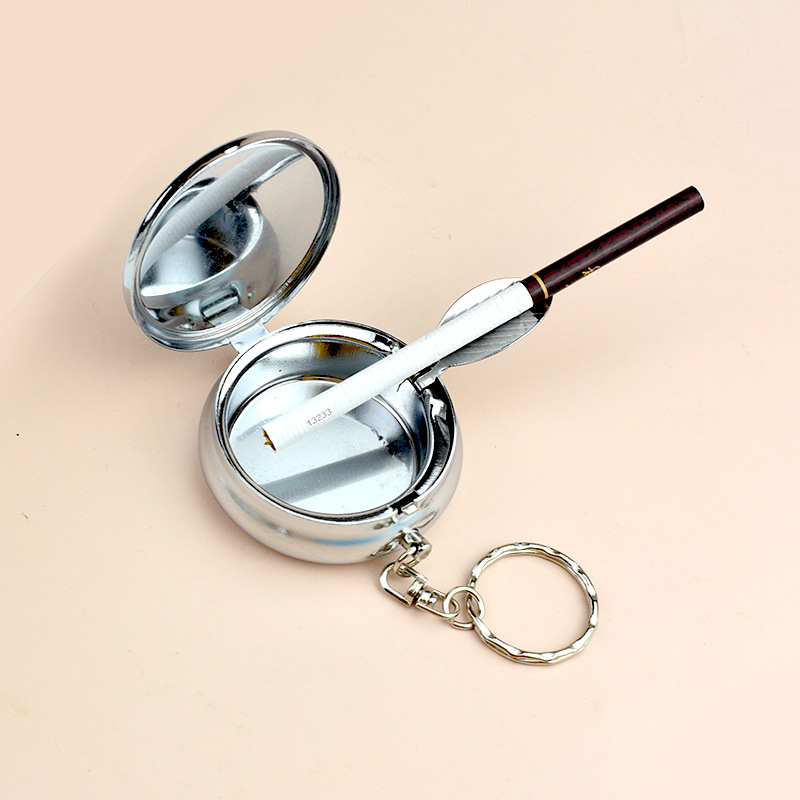 Μεταλλικός φορητός κυκλικός τασάκι αυτοκινήτου με προσαρμογή λογοτύπου